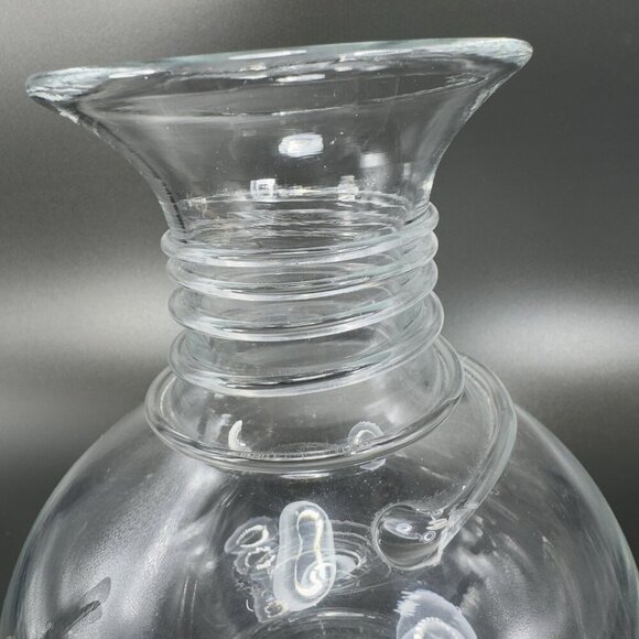 Blenko Hand Blown Glass Vase Clear Spiral Manganese 365nm Green UV Glow Vase VTG - Picture 12 of 16